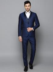 Louis Philippe Navy Blue Self Design Slim Fit Tuxedo Suit men