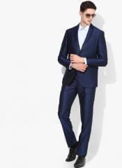 Louis Philippe Navy Blue Solid Slim Fit Party Single Breasted Suit men