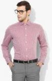 Louis Philippe Red & White Regular Fit Checked Formal Shirt men