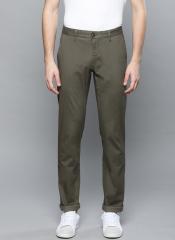 Louis Philippe Sport Men Olive Green Slim Fit Printed Chinos