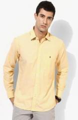 Louis Philippe Sports Yellow Solid Slim Fit Casual Shirt men