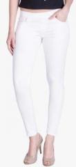 Lux Lyra White Solid Jeggings women