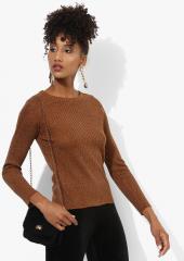 Madame Brown Self Design Sweater women