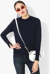 Madame Navy Blue Solid Pullover women