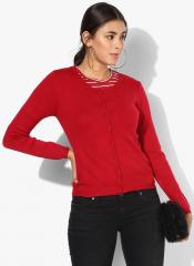 Madame Red Solid Cardigan women