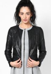 Mango Black Leather Jacket women