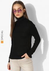 Mango Black Solid Sweater women