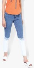 Mango Blue Washed Mid Rise Skinny Fit Jeans women