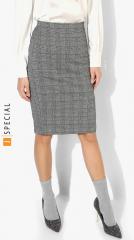 Mango Grey Checked Pencil Skirt women