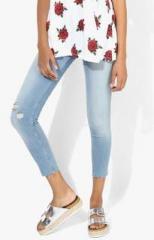 Mango Light Blue Washed Mid Rise Skinny Fit Jeans women