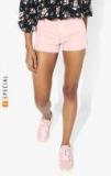 Mango Pink Solid Regular Fit Denim Shorts women