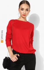 Mango Red Solid Sweater women