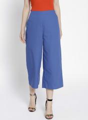 MANGO Women Blue Regular Fit Solid Culottes