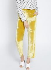 Mango Yellow Solid Valour Casual Trousers women