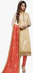 Manvaa Beige Embellished Dress Material women