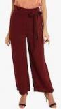 Marie Claire Maroon Solid Coloured Pants women