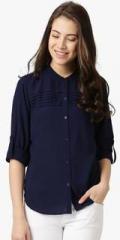 Marie Claire Navy Blue Solid Shirt women