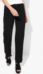 Marks & Spencer Black Solid Mid Rise Regular Fit Chinos women