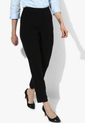 Marks & Spencer Black Solid Regular Fit Trouser women