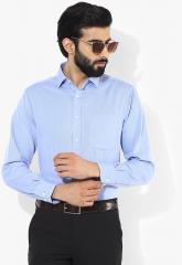 Marks & Spencer Blue Self Design Regular Fit Formal Shirt men