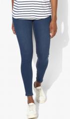Marks & Spencer Blue Solid Mid Rise Regular Fit Jeans women