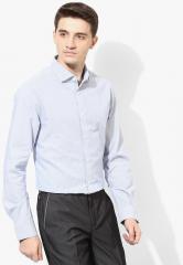 Marks & Spencer Light Blue Striped Regular Fit Formal Shirt men