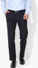 Marks & Spencer Men Navy Blue Slim Fit Solid Formal Trousers