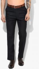 Marks & Spencer Men Navy Blue Tailored Fit Solid Formal Trousers