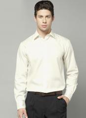 Marks & Spencer Off White Solid Regular Fit Formal Shirt men