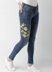 Mast & Harbour Blue Skinny Fit Mid Rise Clean Look Stretchable Jeans women