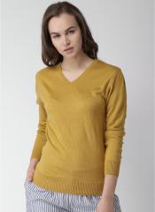 Mast & Harbour Mustard Yellow Solid Sweater women