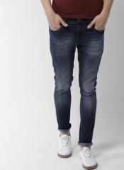 Mast & Harbour Navy Blue Skinny Fit Mid Rise Clean Look Stretchable Jeans men