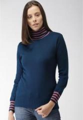 Mast & Harbour Navy Blue Solid Sweater women