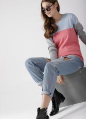 Mast & Harbour Pink & Blue Colourblocked Pullover women
