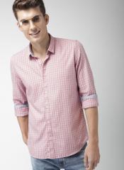 Mast & Harbour Pink Checked Slim Fit Casual Shirt men