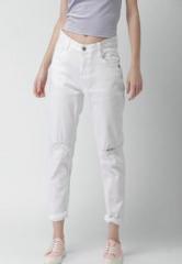 Mast & Harbour White Regular Fit Mid Rise Jeans women