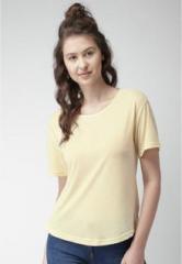 Mast & Harbour Yellow Solid T Shirt women