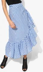 Miaminx Blue Checked Flared Skirt women