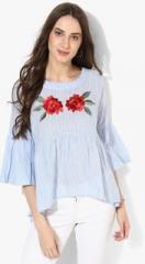 Miaminx Light Blue Embroidered Blouse women