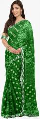 Mirchi Fashion Green Printed Saree women