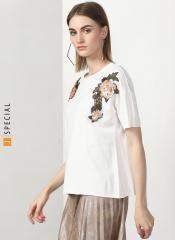 Miss Bennett Boxy Half Sleeves Top With Placement Embellished women