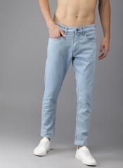 Moda Rapido Blue Slim Fit Mid Rise Clean Look Stretchable Cropped Jeans men