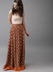 Moda Rapido Brown Printed Maxi Skirt women