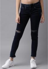 Moda Rapido Navy Blue Washed Mid Rise Skinny Fit Jeans women