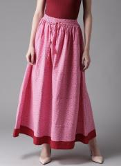 Moda Rapido Pink & White Printed Maxi Tiered Skirt women