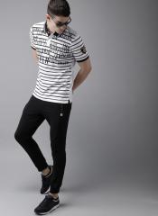 Moda Rapido White & Black Striped Polo Collar T Shirt men