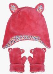 Mothercare Pink Cap with a pair of Mittens girls