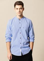 Mr Bowerbird Blue Tailored Fit Self Design Casual Shirt men