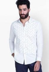Mr Button Printed White Casual Shirt men