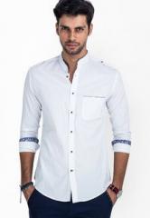 Mr Button Solid White Casual Shirt men